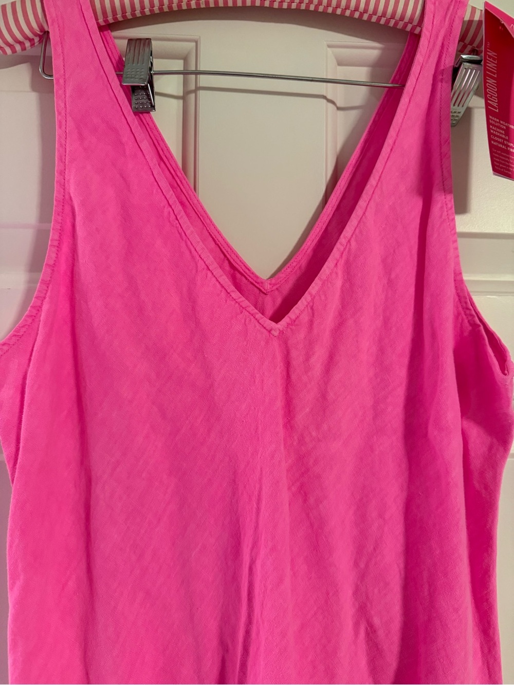 Lilly Pulitzer Bright Pink V-Neck Sleeveless Florin Linen Dress